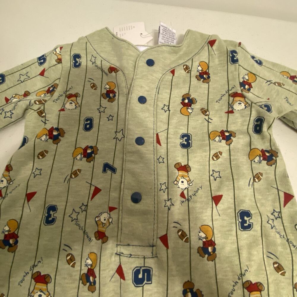 VTG KIDS R US Boys Infant 6/9M One Piece Jumpsuit Bears Football Sports New - Picture 4 of 6